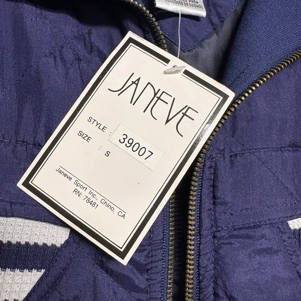 JANEVE Bomber Jacket Navy Blue White Striped Women's‎ Vintage 90s - Picture 5 of 12